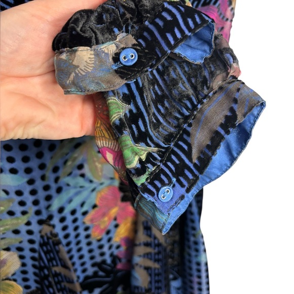 Johnny Was Lanai Burnout Pippa Mini Dress Silk Blend Velour Flowers Mixed Print - Picture 5 of 13